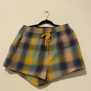 RVCA Medium Yellow Blue Pink Plaid Shorts